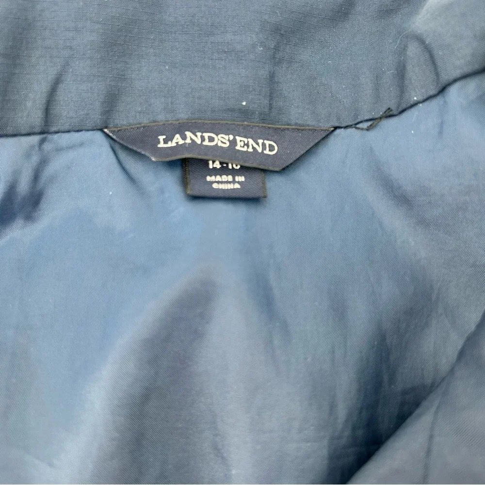 Lands End Womens Large Blue Rain Jacket Lightweight Water Resistant Coat No Hood - Picture 6 of 13